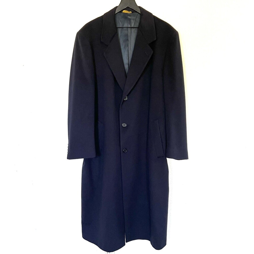 Loro Piana Saks Fifth Avenue  Lambs Wool Overcoat Size 42 R Navy Blue